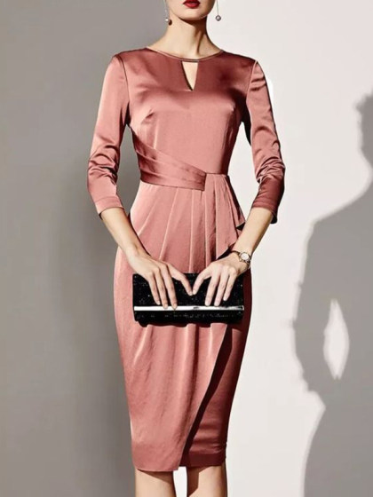 Fashion Solid Color Satin Dress