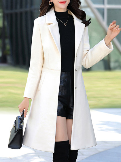 Notch Lapel  Plain Coat