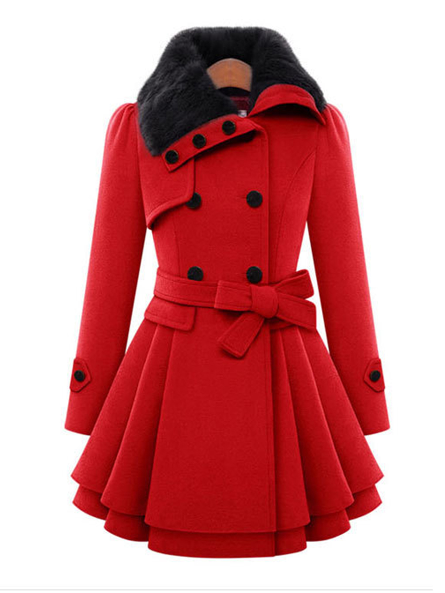 Fold-Over Collar  Plain Coat