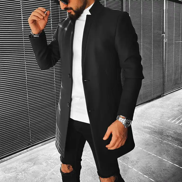 Men's Fashion Solid Color Stand Collar Jacket Coat