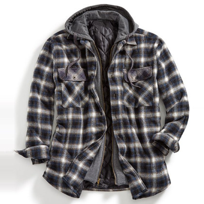 Jaqueta Casual Masculina De Xadrez De Inverno Grosso